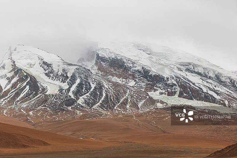 中国新疆帕米尔高原慕士塔格峰雪山风光图片素材