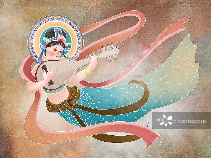 敦煌——飞天琵琶图片素材