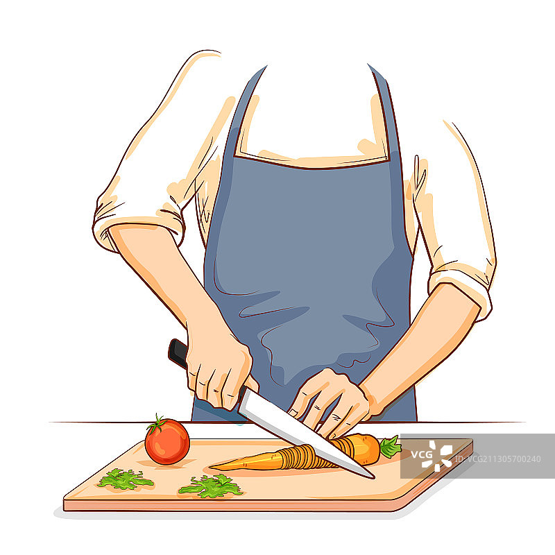 人手切碎新鲜蔬菜图片素材