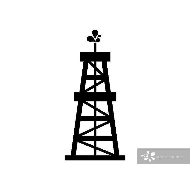 白色背景上的黑色石油钻井平台图标图片素材