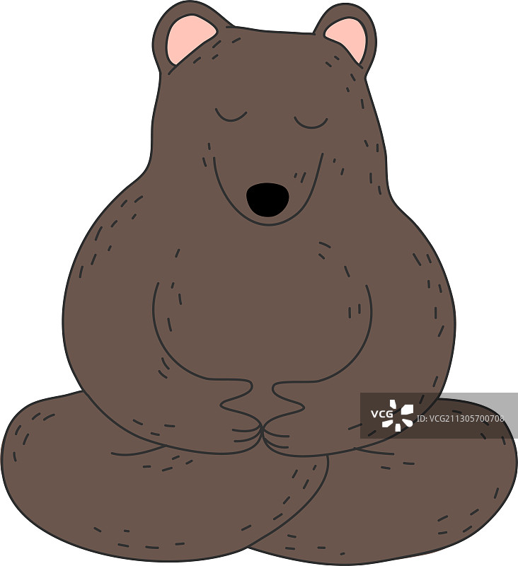 坐着冥想的棕色大泰迪熊图片素材