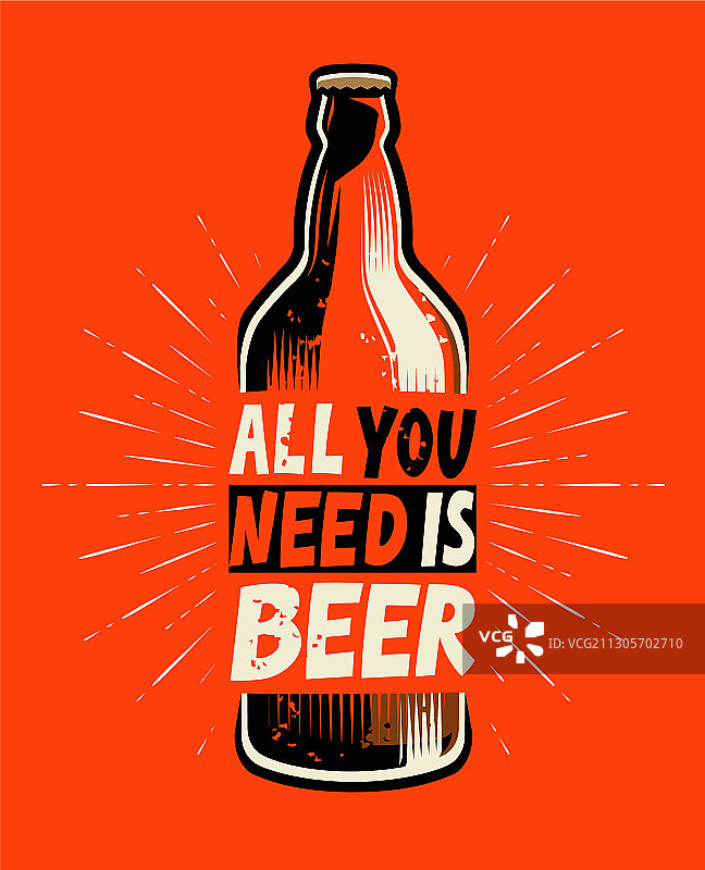 酒吧或餐厅复古啤酒瓶海报图片素材