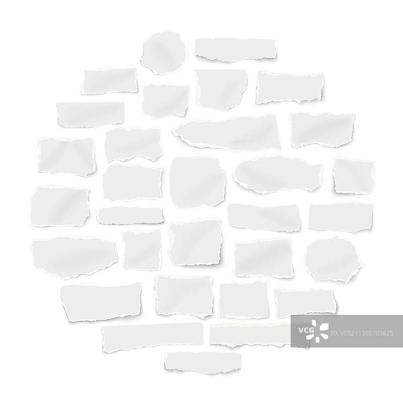 纸艺剪纸不同形状撕裂碎片图片素材