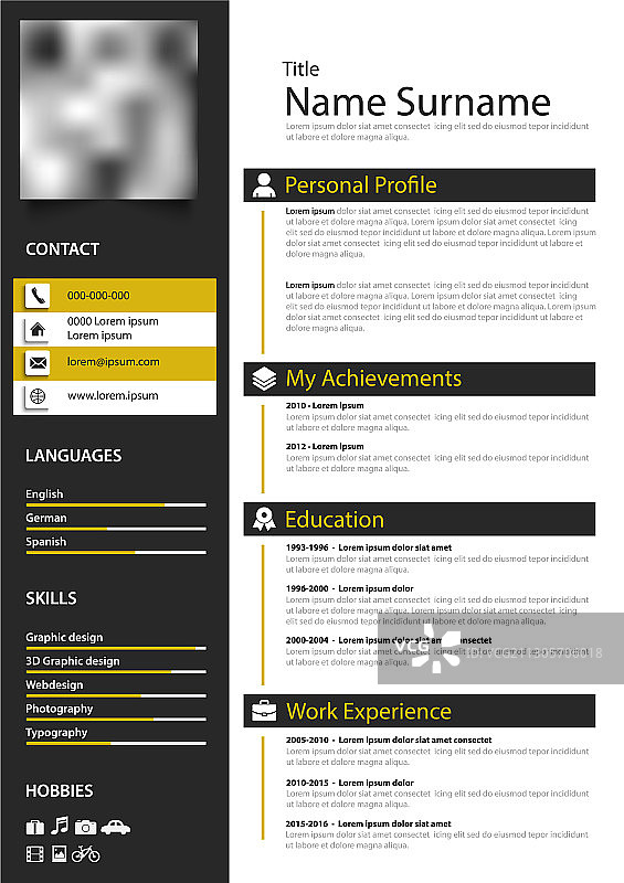 带条纹的个人简历图片素材