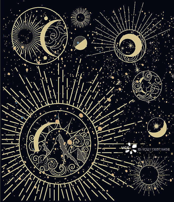 月相卡片设计图片素材