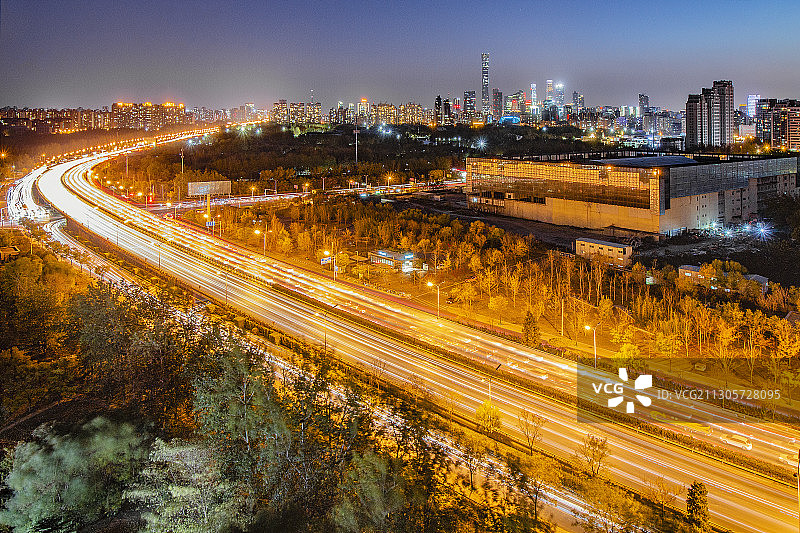 北京都市大动脉奔流景象图片素材