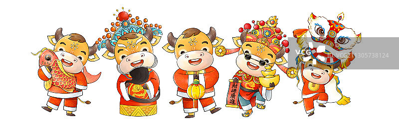 牛年生肖春节插画合集拜年banner图图片素材