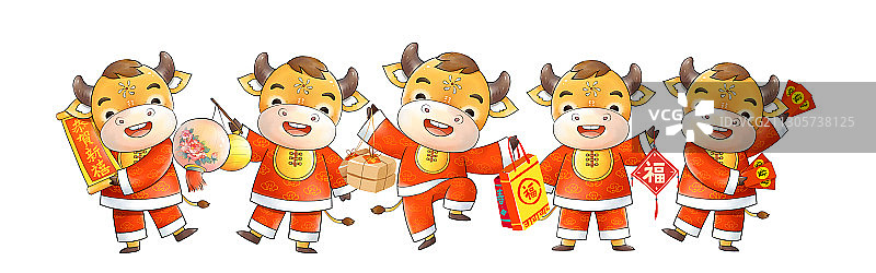 牛年生肖春节插画合集拜年banner图图片素材