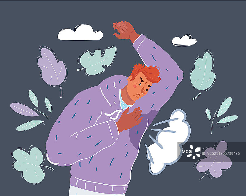 腋下大量出汗的男人图片素材