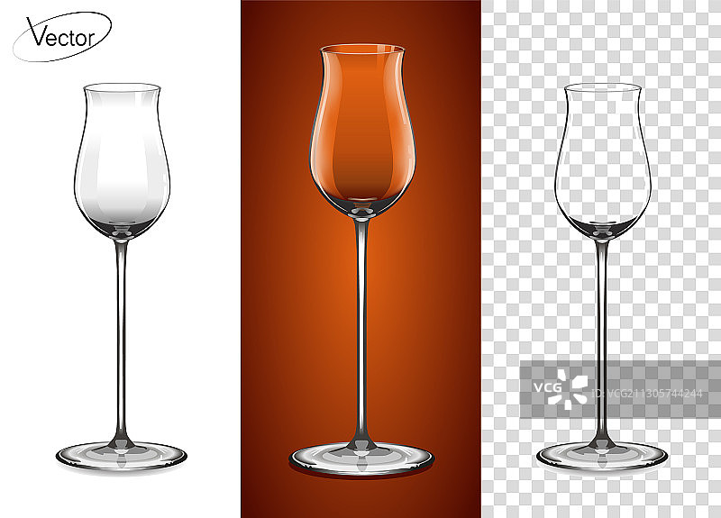 空的干邑和雅文邑酒杯图片素材