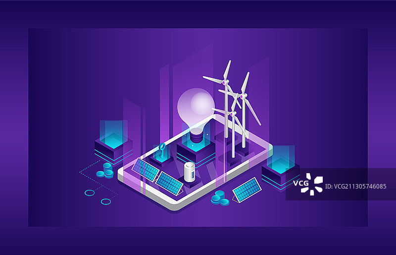 来自替代能源的清洁电力能源概念图片素材