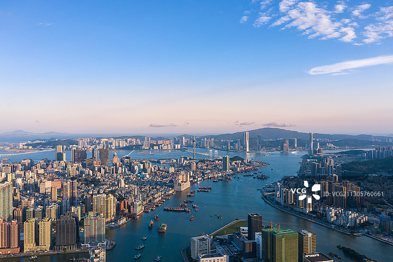 澳门珠海横琴天际线航拍图片素材