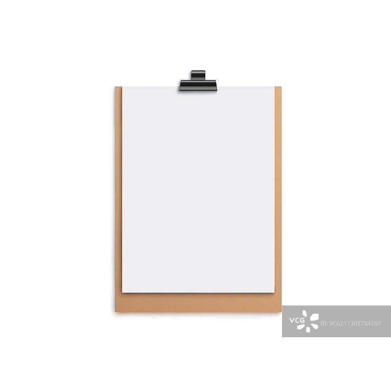 棕色剪贴板样机，带白色纸张图片素材