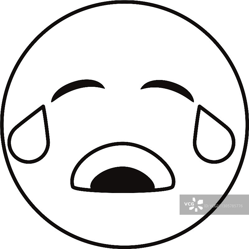 哭泣的表情符号线性图标图片素材