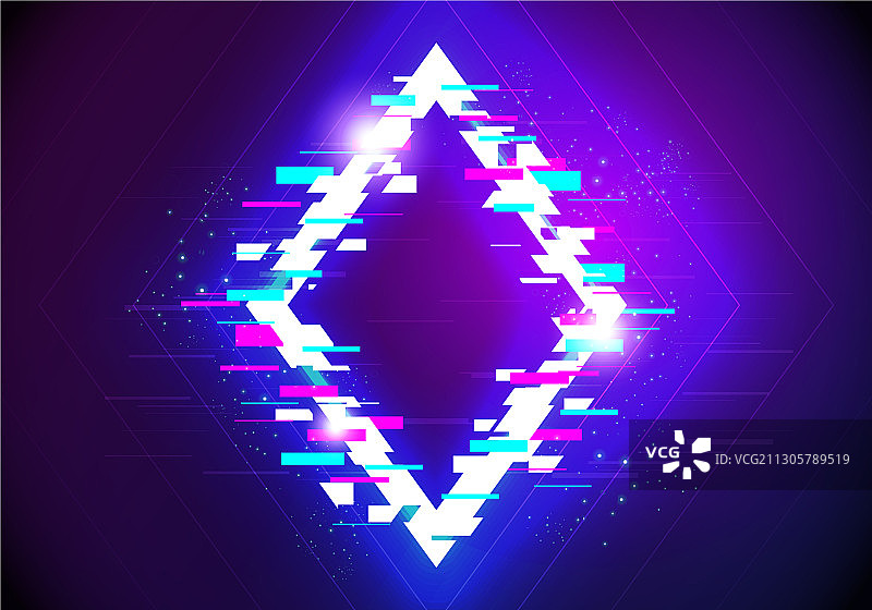 具有网络故障效果的未来主义菱形标志图片素材