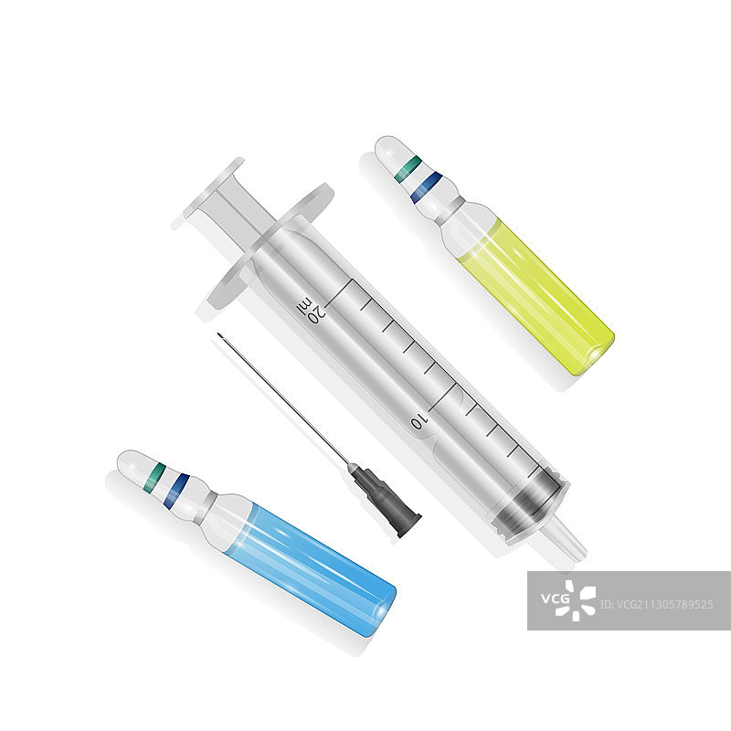 用于医疗注射的逼真药瓶图片素材