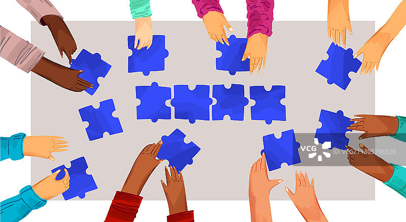 人们用手拼图图片素材
