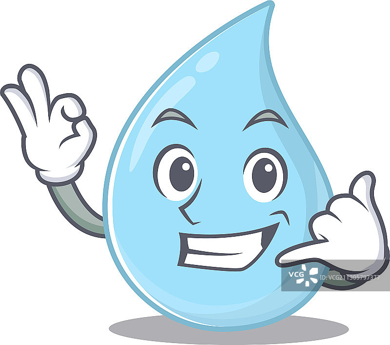 卡通设计雨滴与致电我的滑稽姿态图片素材