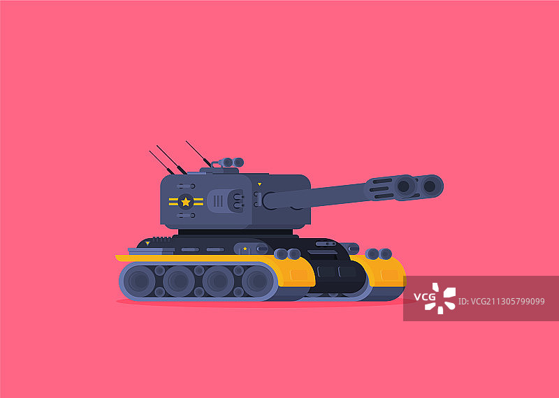 明亮背景上隔离的扁平现代坦克图片素材
