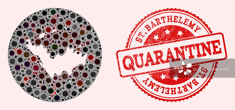 COVID-19病毒孔圆形圣巴泰勒米地图图片素材