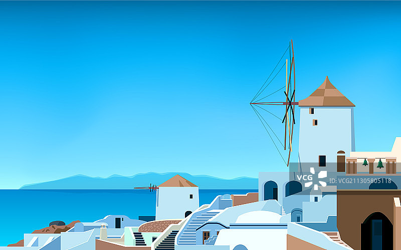 希腊宽阔全景风光02图片素材