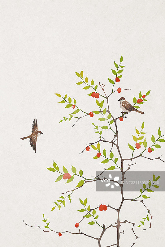 处暑中国风插画图片素材