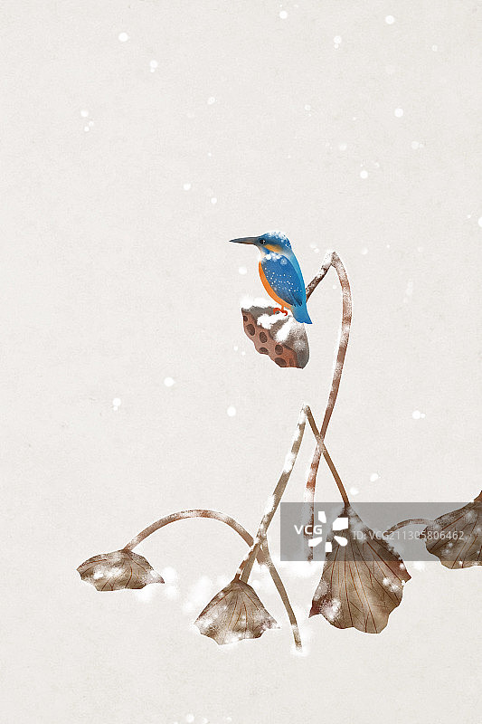 小雪中国风插画图片素材