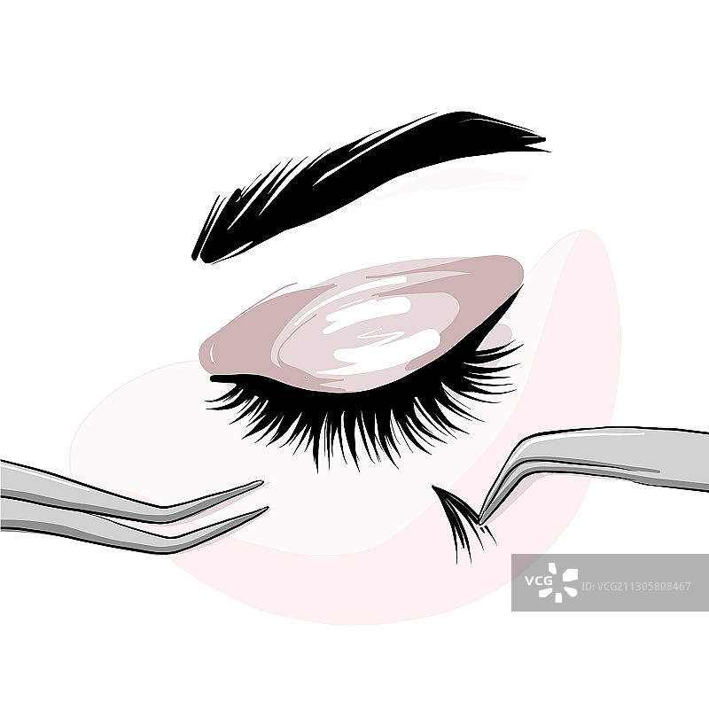 睫毛嫁接美容师操作图片素材