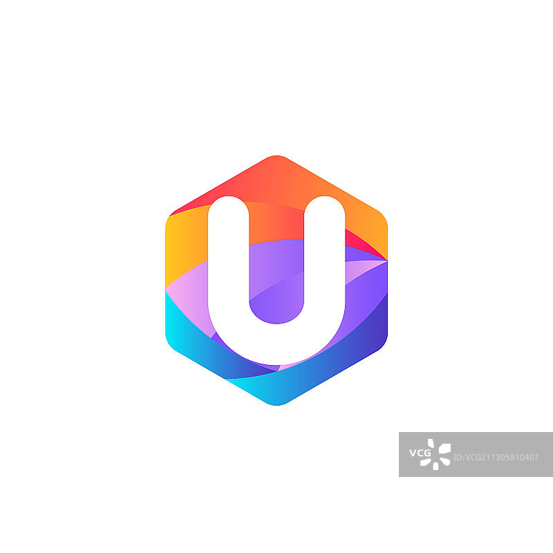 字母U六边形标志设计图片素材
