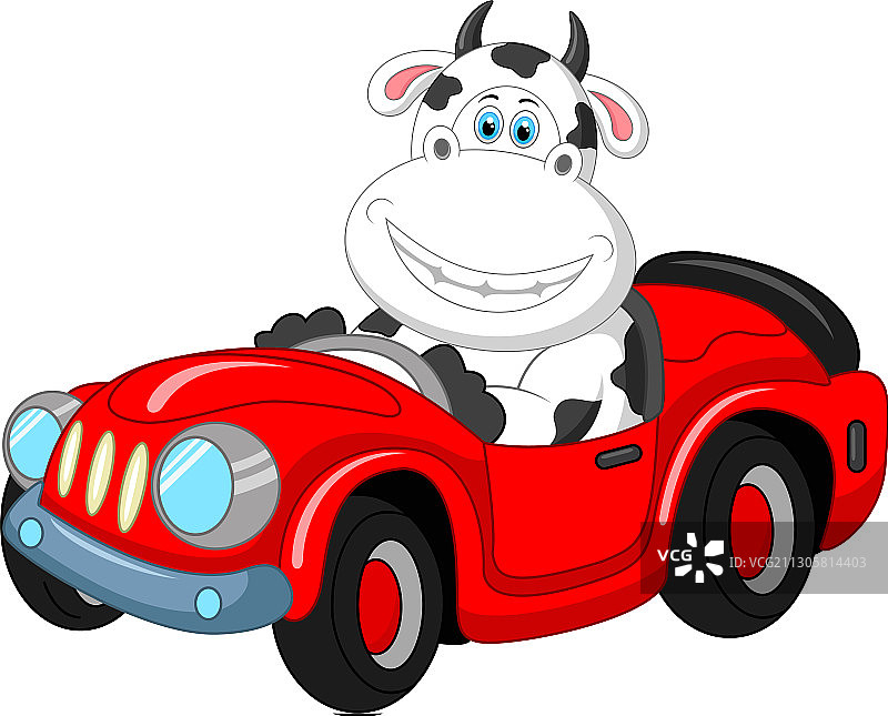卡通奶牛开车图片素材