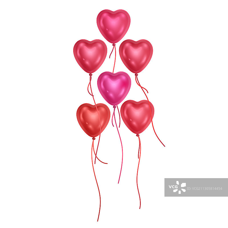 白色背景心形气球套装图片素材