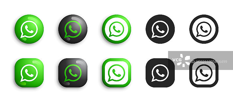 WhatsApp现代风格3D扁平图标合集图片素材