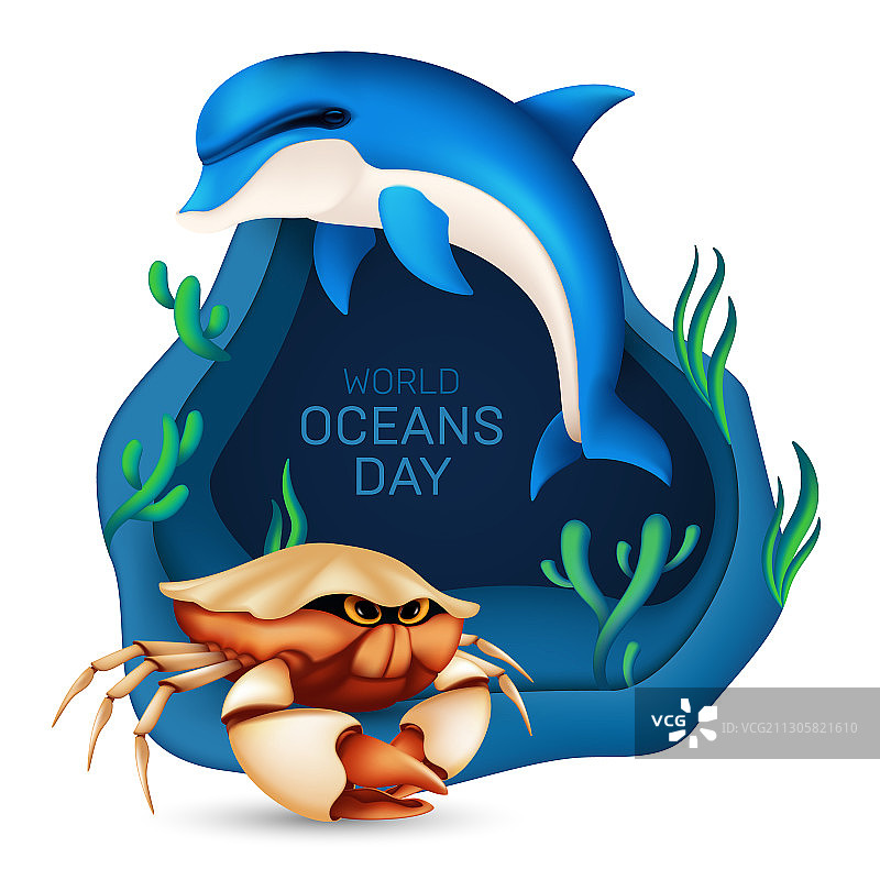 世界海洋日平面设计概念图片素材