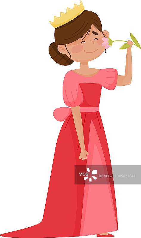 微笑的黑发公主戴着王冠图片素材