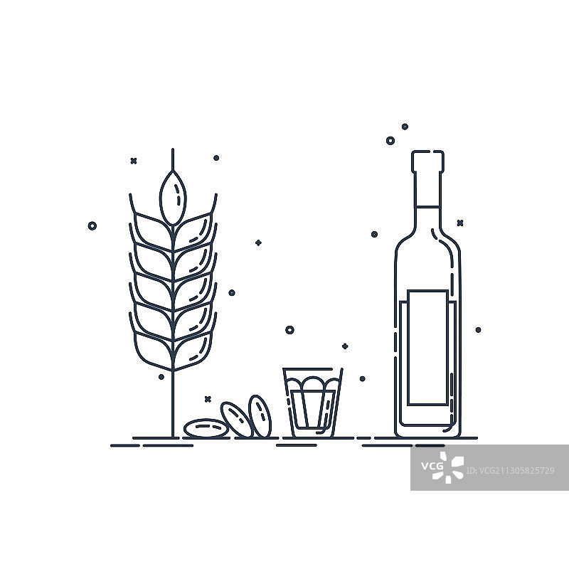 玻璃瓶装小麦伏特加图片素材