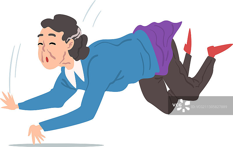 老年妇女摔倒，退休人员摔倒图片素材