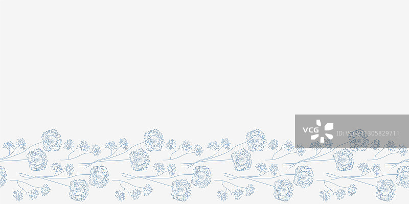 白色和浅蓝色花卉无缝边框图片素材