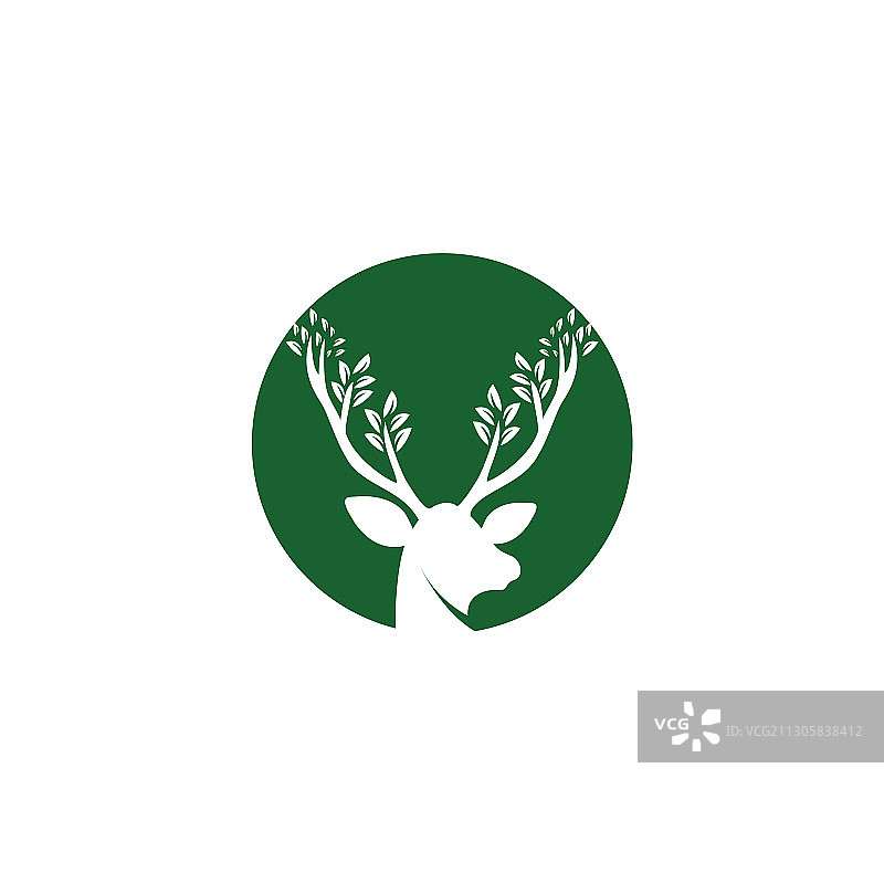 小鹿树叶鹿角logo设计图片素材