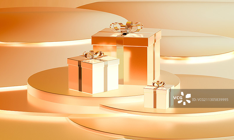 3D渲染礼盒组合炫彩插图图片素材