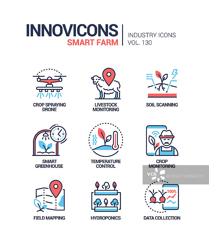 智能农场 - 现代彩色线条设计风格图片素材