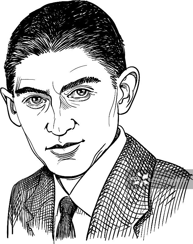 弗兰兹·卡夫卡黑白照图片素材