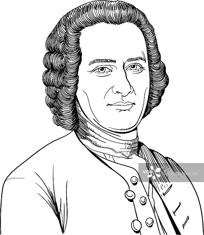 让·雅克·卢梭黑白照图片素材