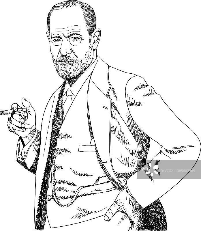 西格蒙德·弗洛伊德黑白图片素材