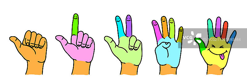 抽象手绘彩色手指图片素材