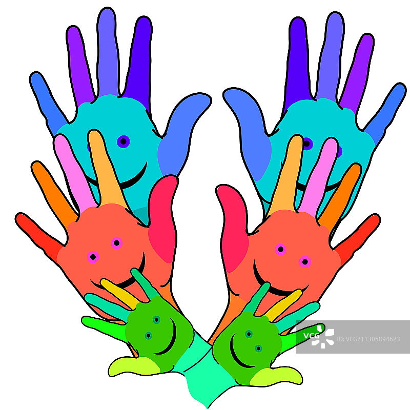 彩色手绘棕榈树图片素材