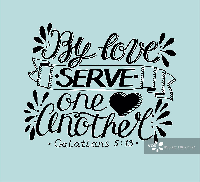 手写圣经经文：用爱彼此服侍图片素材
