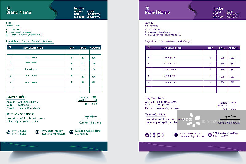 现代风格发票模板设计图片素材