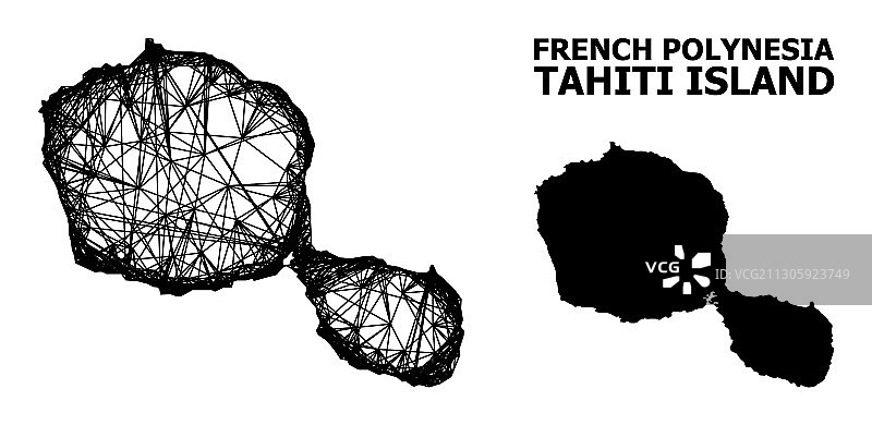 塔希提岛线框地图图片素材