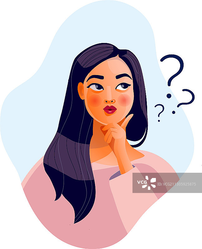 面带疑问的漂亮思考女孩图片素材