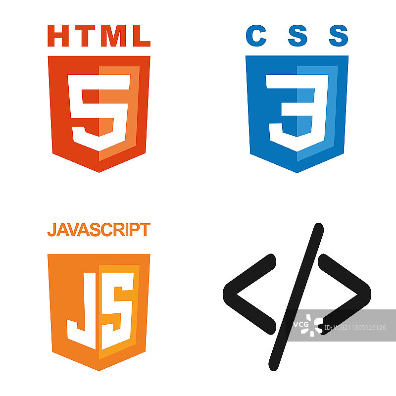 4个HTML CSS JS代码图标图片素材